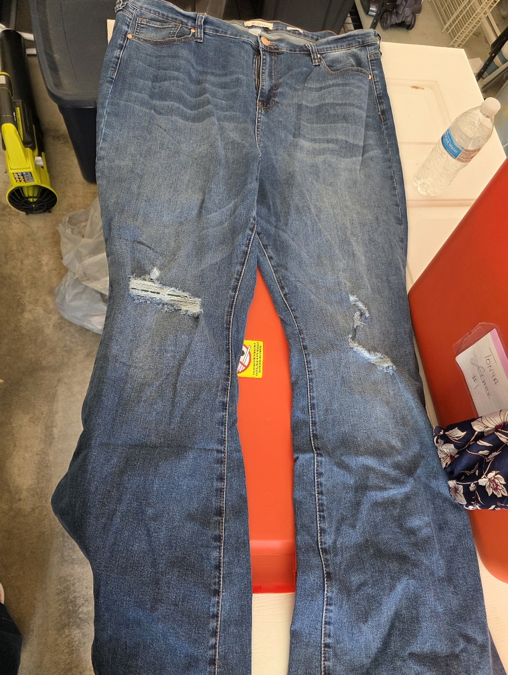 A Beautiful Soul Brand Distressed Blue Denim Jeans - Flare Bottom